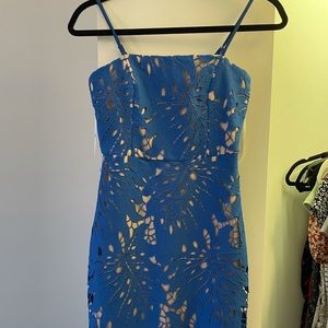 Lulus blue and tan dress